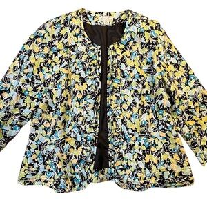 Kim Rogers Black Green and Blue Floral  3/4 Sleeve Jacket